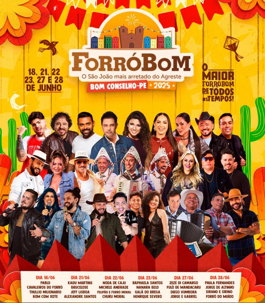 Forrobom 2025 terá aproximadamente 2,5 milhões de reais em cachês artísticos, segundo Diário Oficial.